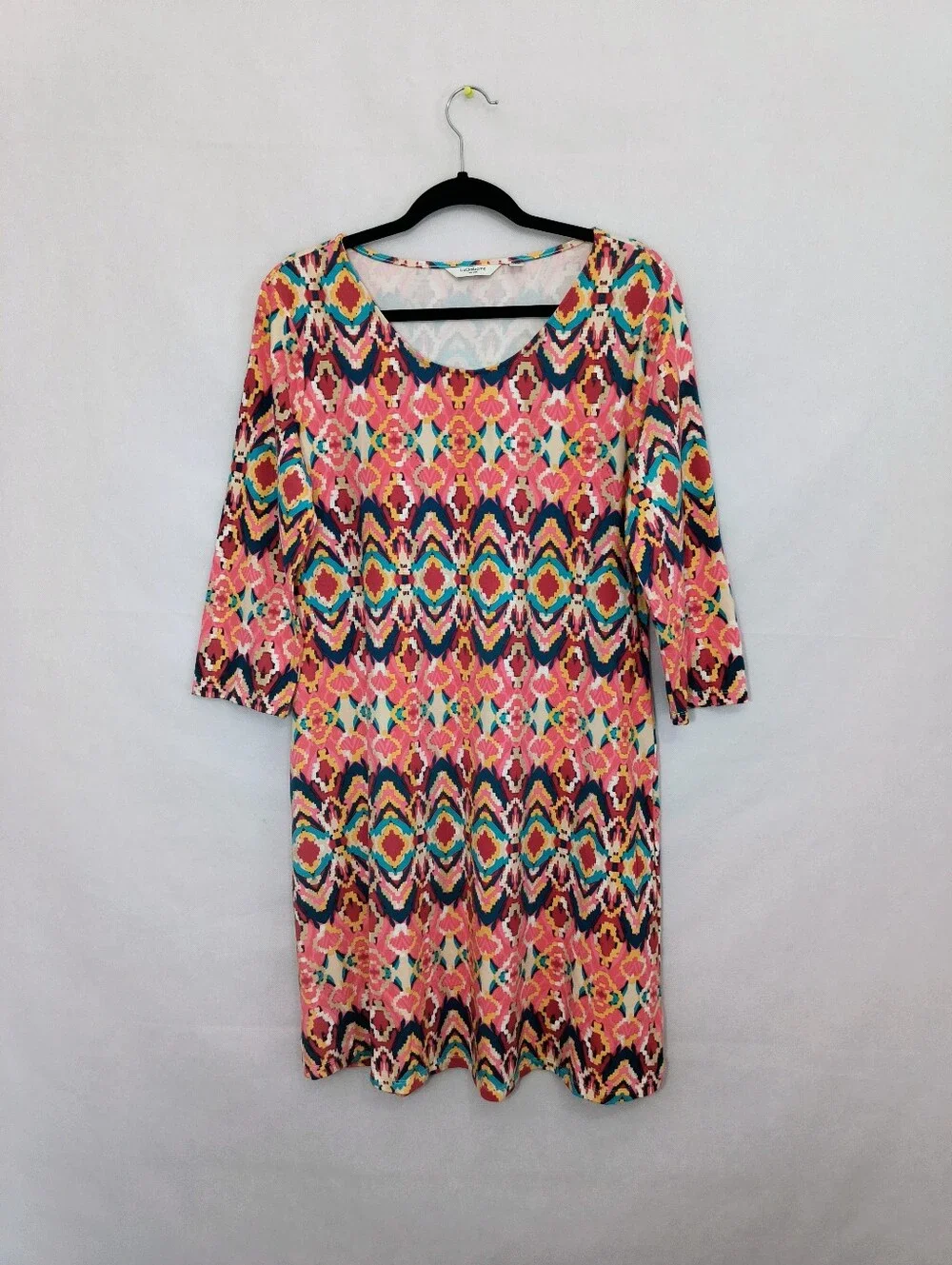 Liz Claiborne New York Vibrant Pink Multicolor Ikat-Print Women's Dress